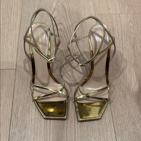Gold Strappy Sandals - Picture 1 of 4